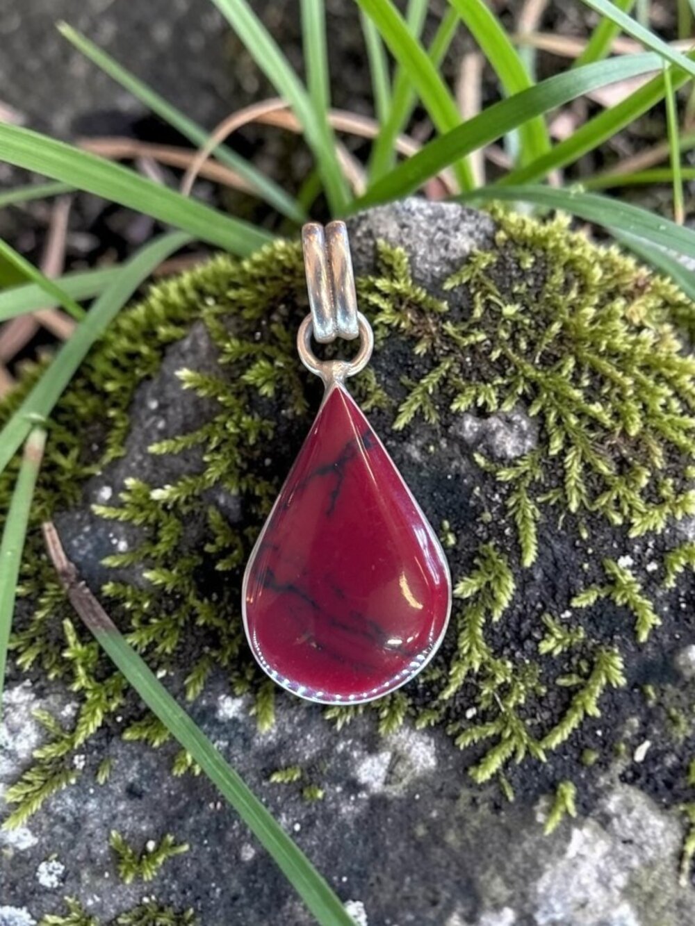 Sterling Silver Red Jasper Teardrop Pendant
